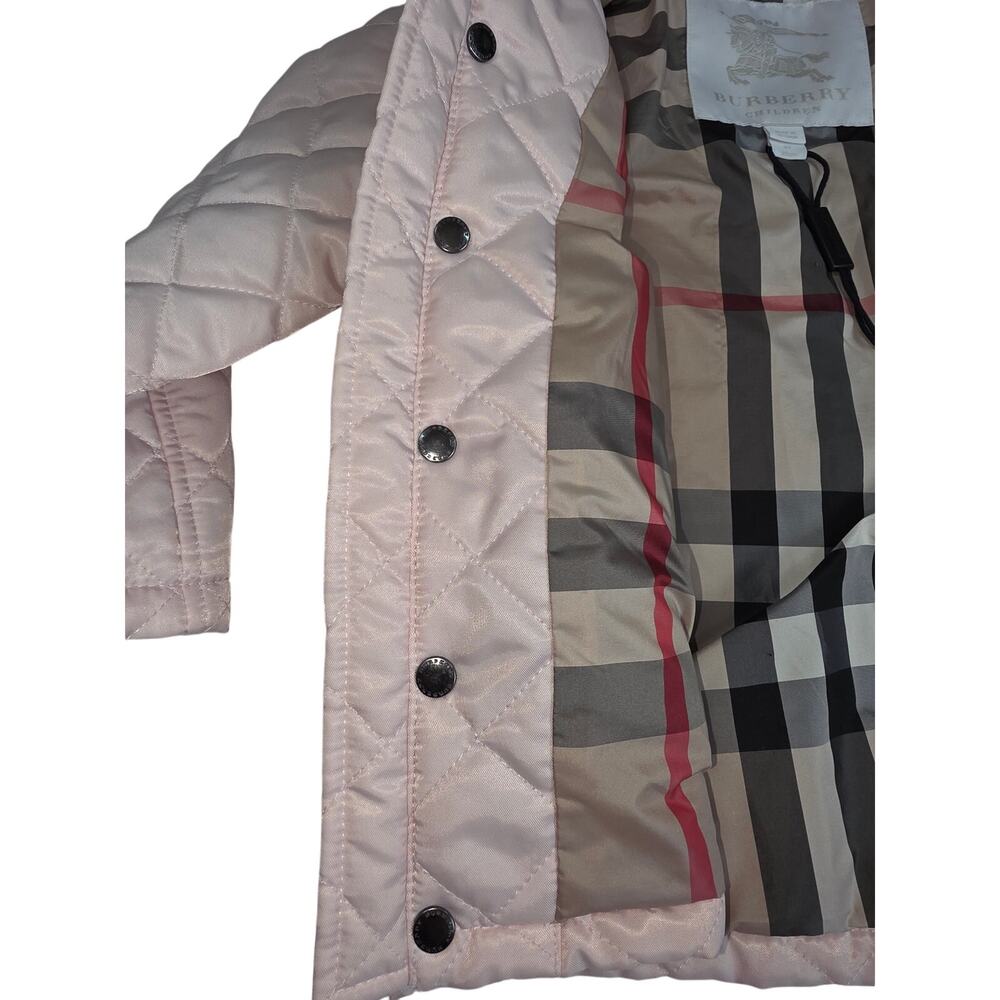 Girls 2T Burberry Ice Pink Quilted Jacket w/Removable Hood - Picture 10 of 13